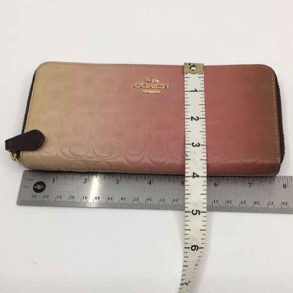 Coach Pink Ombré Signature Leather Accordion Zip Around Long Wallet - Picture 16 of 16